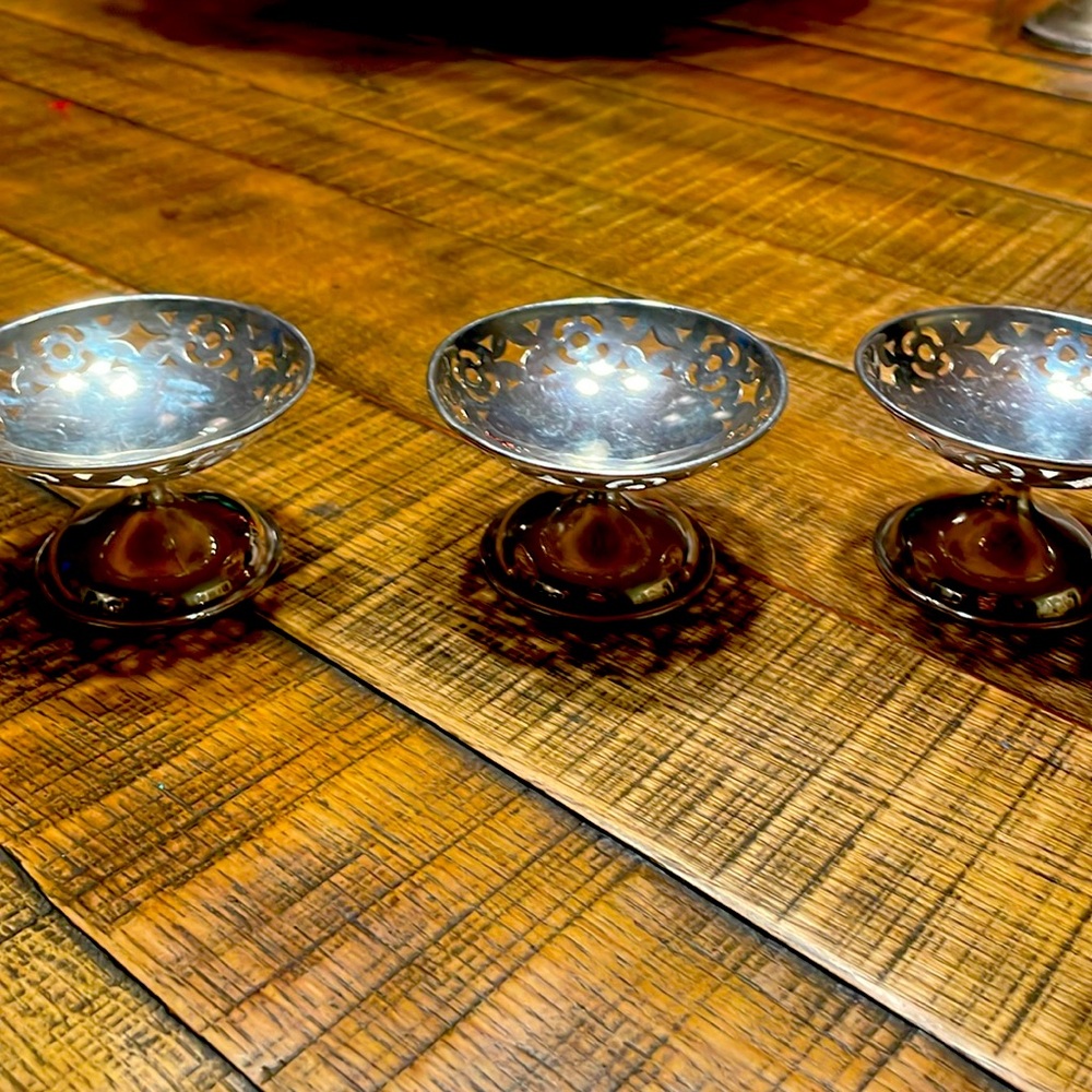 3 Sterling Silver English Made Nut Dishes 156 grams